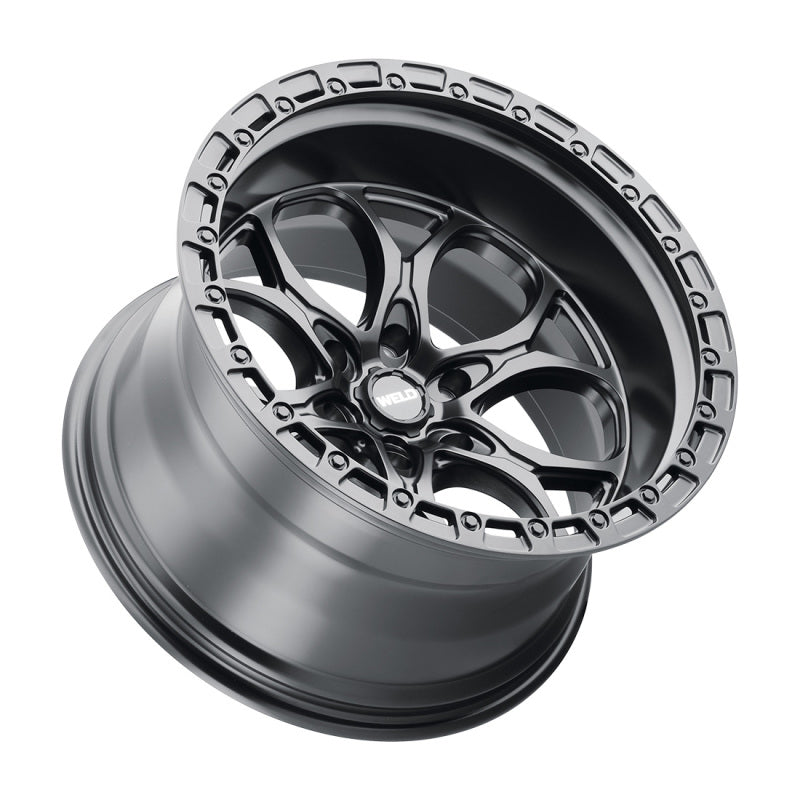 Weld Off-Road W108 20X10 Ledge Wheel 6X139.7 Bolt Pattern ET-18 Backspace 4.75 Satin Black Black Ring (106.1)
