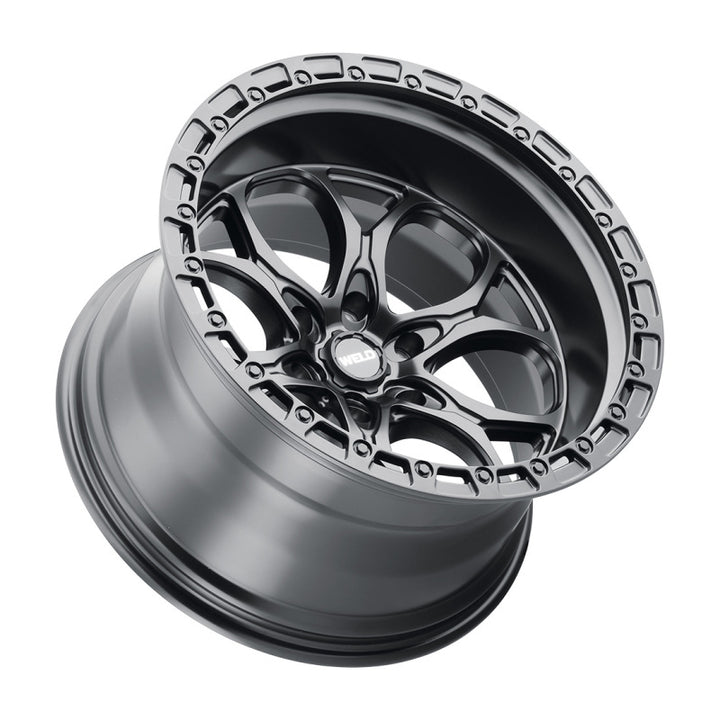 Weld Off-Road W108 20X10 Ledge Wheel 6X139.7 Bolt Pattern ET-18 Backspace 4.75 Satin Black Black Ring (106.1)