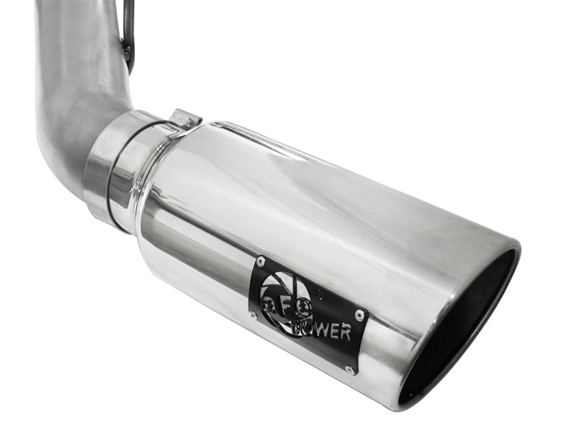 AFe Atlas Exhaust 4in DPF-Back Exhaust Aluminized Steel Polished Tip - 2011-2014 Ford Diesel Truck V8-6.7L