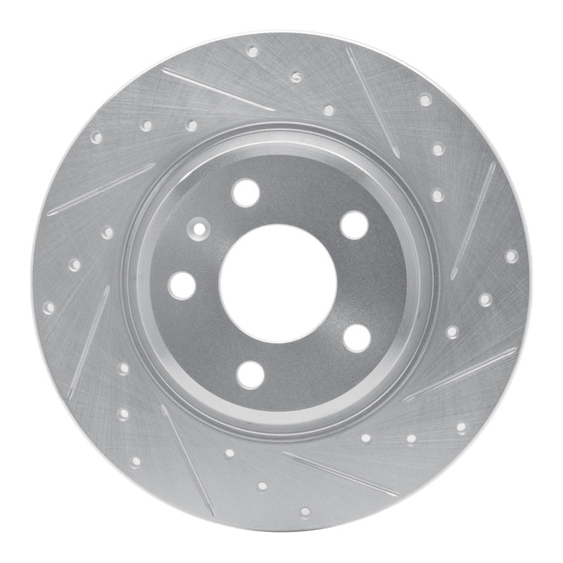 R1 Concepts Rear Right Drilled & Slotted Brake Rotor - Audi A4 / A5 / Q5 2008-2025 - Silver