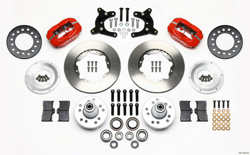 Wilwood Forged Dynalite Front Big Brake Kit 11.00in 9in Drum Spindle - Dodge / Plymouth A-Body 1960-1972 - Red