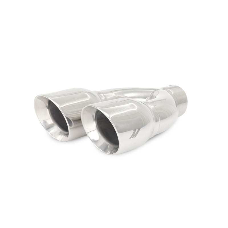 Mishimoto Steel Dual Y Muffler Tip 2.5 Inch Inlet Polished Finish Universal Fit