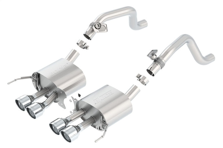 Borla Rear Section Exhaust System Quad Rd RL Tips for 14-15 Chevy Corvette C7 with AFM, without NPP - OneFastShop
