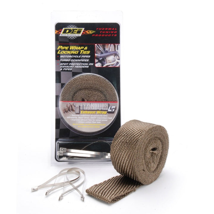 DEI Exhaust Wrap Kit - Pipe Wrap and Locking Tie - Titanium.