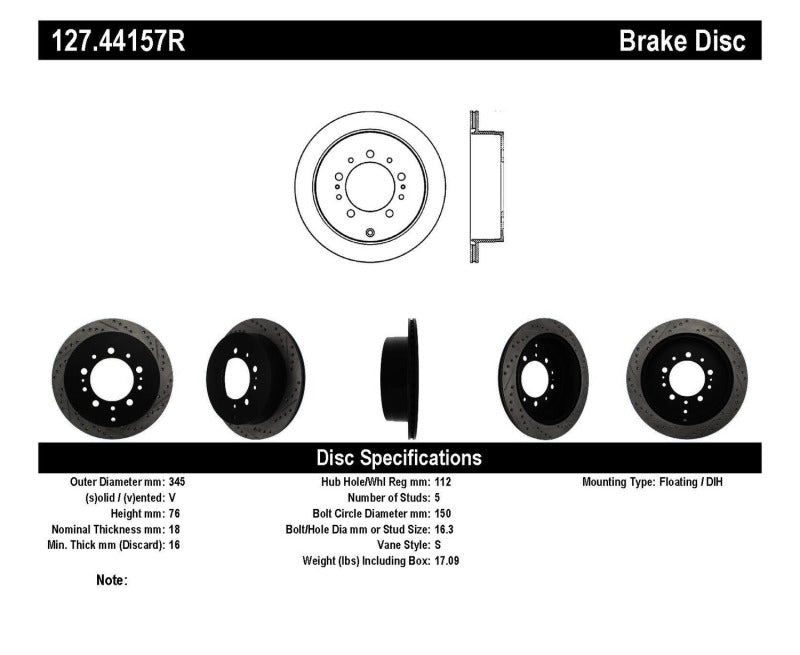 Stoptech Sport Brake Rotor - Slotted & Drilled - Toyota Tundra SR5 - OneFastShop