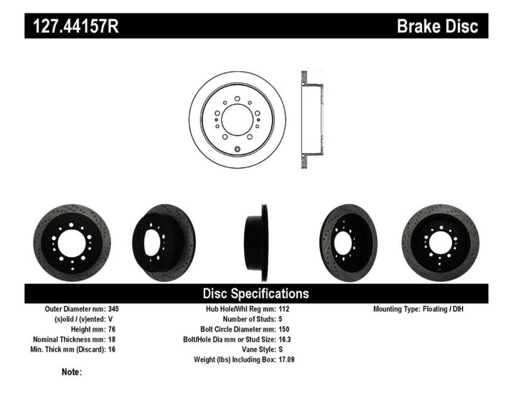 Stoptech Sport Brake Rotor - Slotted & Drilled - Toyota Tundra SR5 - OneFastShop
