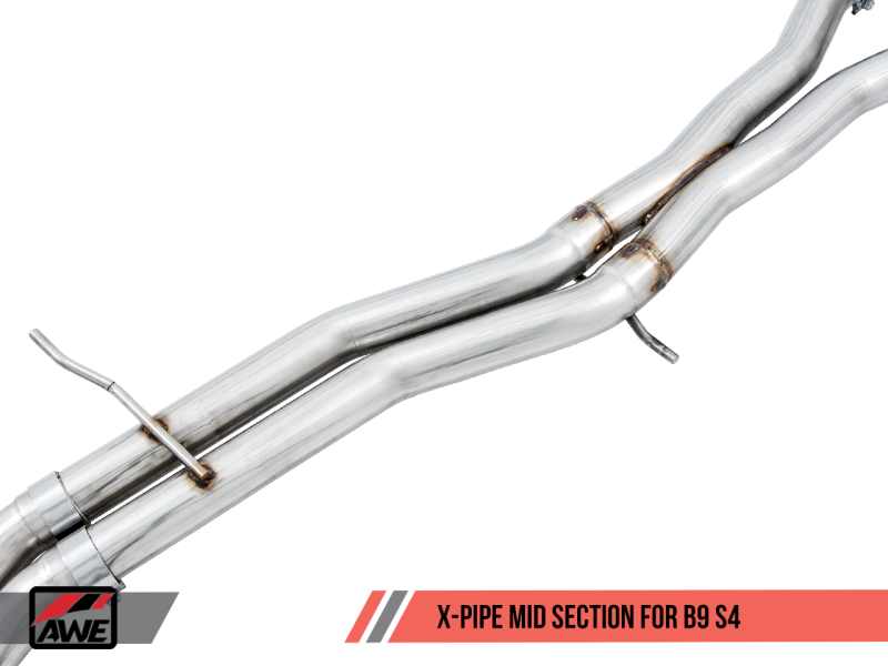 AWE Tuning Audi B9 S4 Track Edition Exhaust - Non-Resonated (Black 102mm Tips).