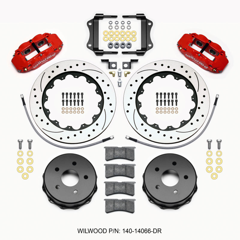 Wilwood Narrow Superlite 4R Rear Brake Kit 14.00in Drilled Red - Jeep JK 2007-up - OneFastShop