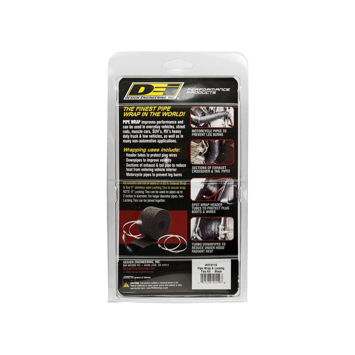 DEI Exhaust Wrap Kit - Pipe Wrap and Locking Tie - Black.