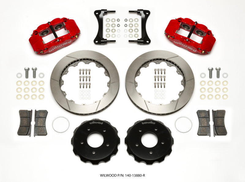 Wilwood Narrow Superlite 4R Front Hat Kit 12.88in Red for 2007-Up Jeep Wrangler - OneFastShop
