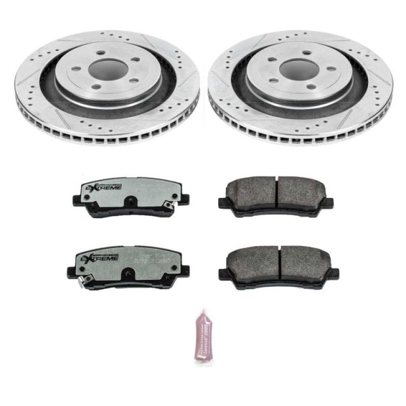 PowerStop Z26 Street Warrior Brake Kit for 15-19 Ford Mustang Rear with Drilled and Slotted Rotors and Carbon-Fiber Ceramic Pads - OneFastShop