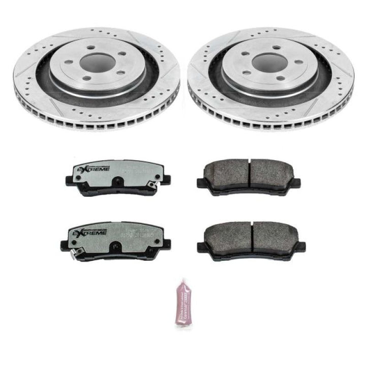 PowerStop Z26 Street Warrior Brake Kit for 15-19 Ford Mustang Rear with Drilled and Slotted Rotors and Carbon-Fiber Ceramic Pads - OneFastShop