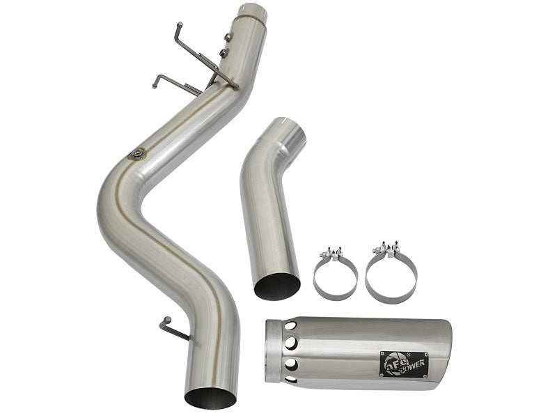 aFe LARGE BORE HD 5in 409-SS DPF-Back Exhaust Polished Tip 2017-2019 GM Duramax V8 6.6L L5P Silverado Sierra - OneFastShop