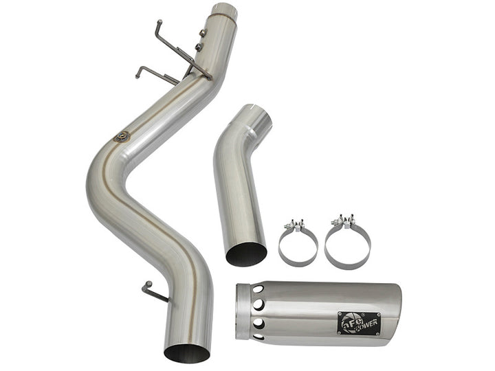 aFe LARGE BORE HD 5in 409-SS DPF-Back Exhaust Polished Tip 2017-2019 GM Duramax V8 6.6L L5P Silverado Sierra - OneFastShop
