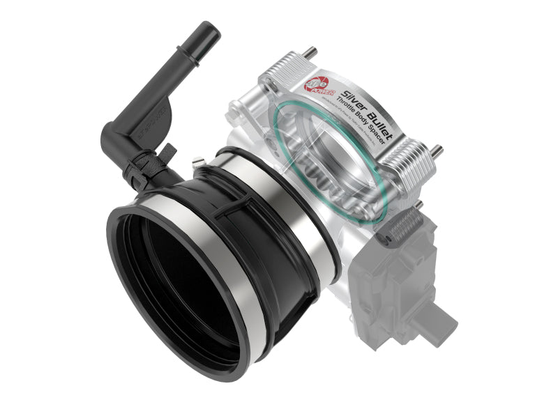 aFe 2020 Vette C8 Silver Bullet Aluminum Throttle Body Spacer with Factory Intake Only – Silver