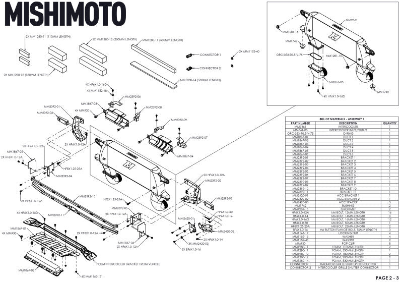 Mishimoto High Mount Intercooler Kit - Ford Bronco 2.3L 2021-2026 - Silver Core - Black Pipes, image 9