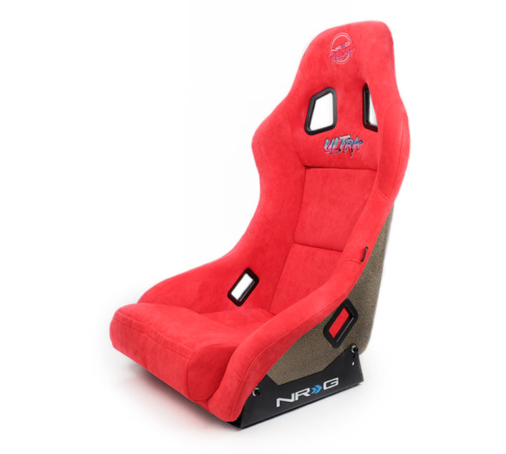 Nrg Frp Bucket Seat Ultra Edition Medium Red Alcantara Pearlized Back - OneFastShop