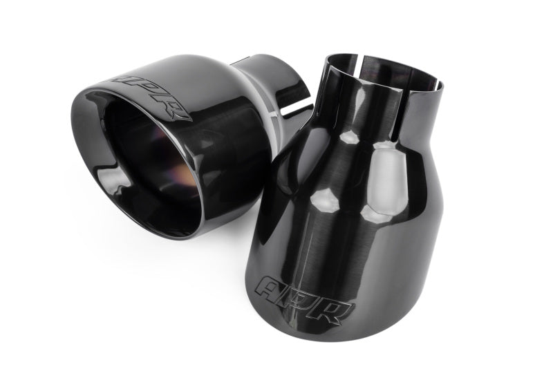 APR Polished Diamond Black Double-Walled 4 in Slash-Cut Exhaust Tips - Set of 2