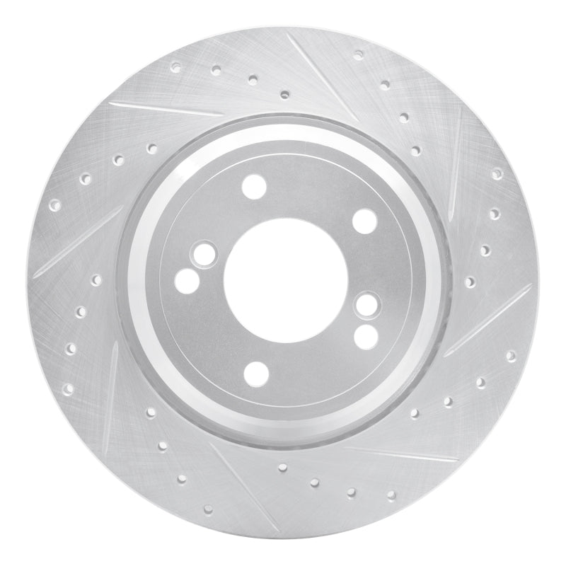 R1 Concepts eLINE Rear Right Drilled & Slotted Brake Rotor - BMW M3 / M5 2000-2006 - Silver