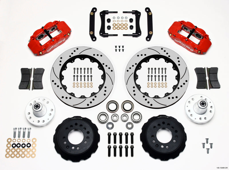Wilwood Narrow Superlite 6R Front Hub Kit 14.00in Drill Red for 70-78 Camaro