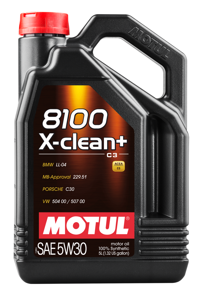 Motul 5L Synthetic Engine Oil 8100 5W30 X-CLEAN Plus - High Performance Oil for VW Audi BMW Mercedes Diesel Gasoline Engines