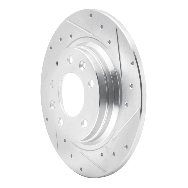 R1 Concepts Drilled & Slotted Rear Right Brake Rotor - Ford Fusion / Mazda MX-5 Miata 1998-2015 - Silver, image 3