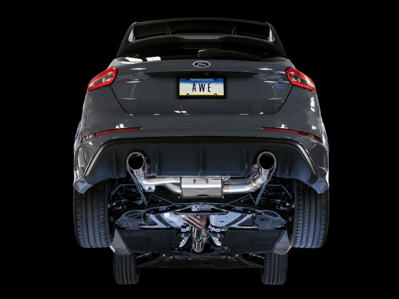 AWE Tuning SwitchPath Cat-Back Exhaust for Ford Focus RS - Diamond Black Tips (2016-2018) - OneFastShop