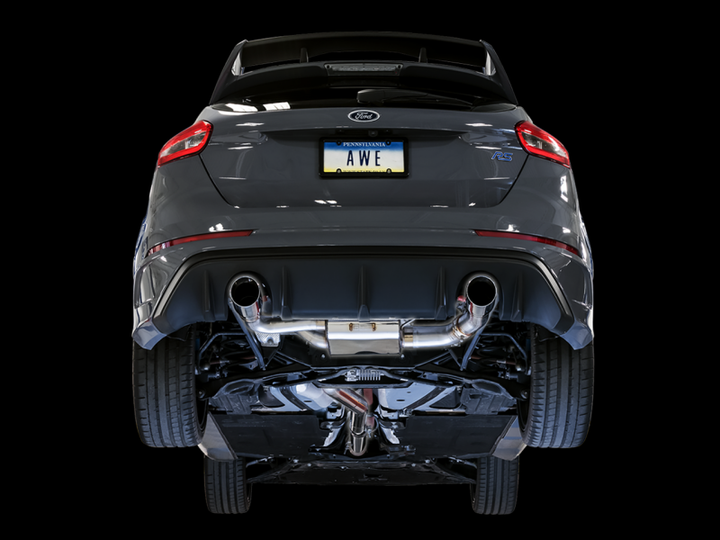 AWE Tuning SwitchPath Cat-Back Exhaust for Ford Focus RS - Diamond Black Tips (2016-2018) - OneFastShop