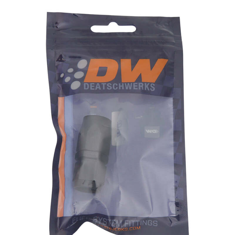 DeatschWerks 6AN Female Swivel Strait Hose End CPE - Anodized Matte Black, image 2