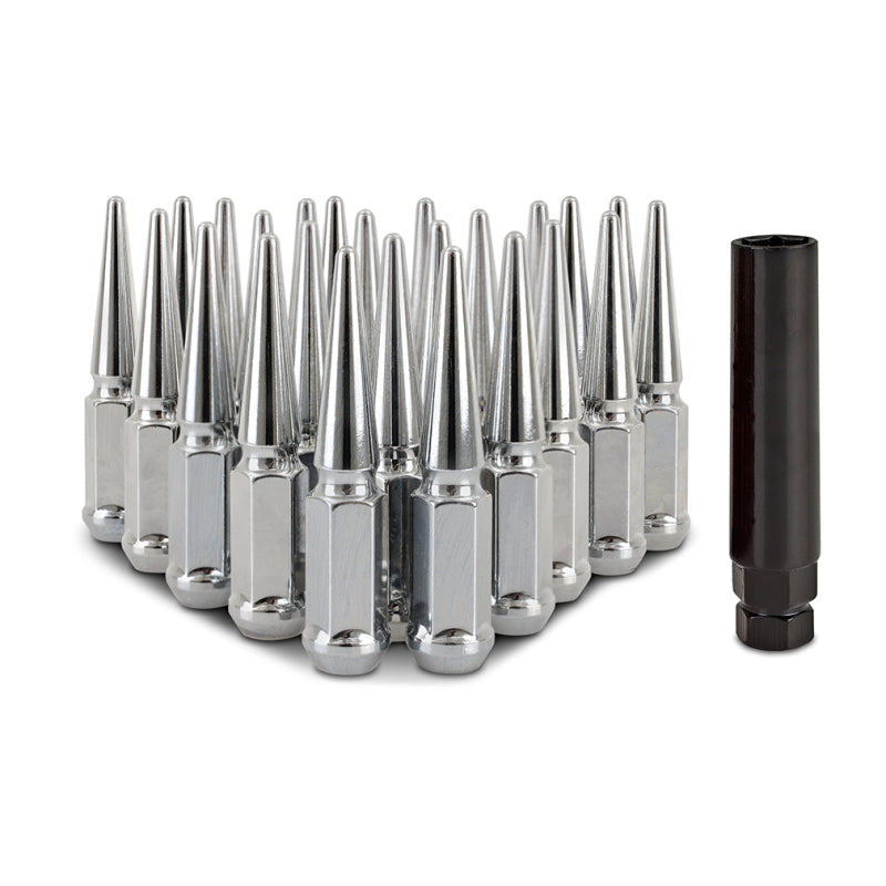 Mishimoto Steel Spiked Lug Nuts M12 x 1.5 24pc Set Chrome for Various Models
