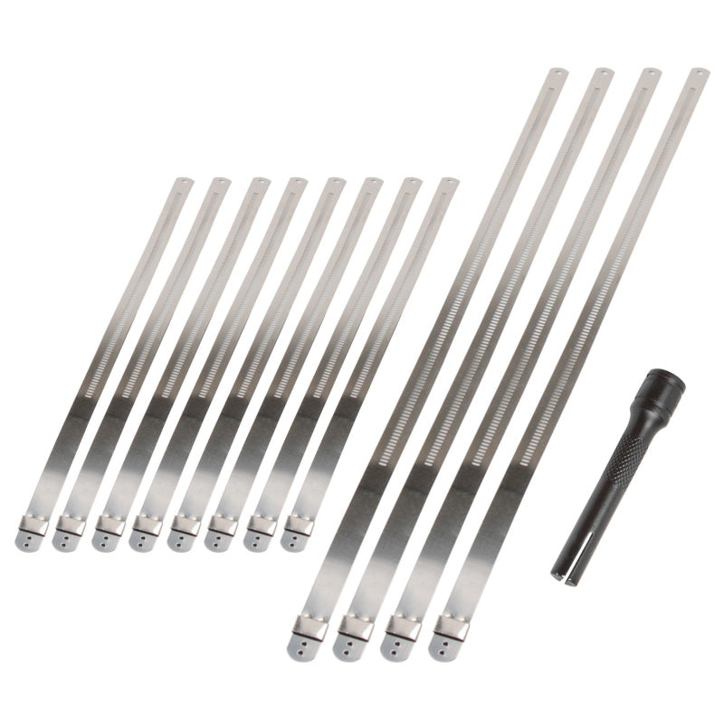 DEI Stainless Steel Positive Locking Tie & Tool Kit 8in (8 Pack) 14in (4 Pack) High Heat Corrosion Resistant Locking Ties