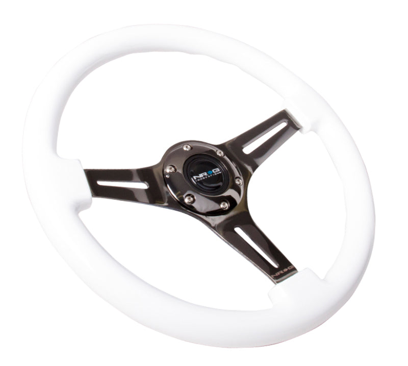NRG Classic Wood Grain 3-Spoke Steering Wheel 350mm - White with Black Center, image 2