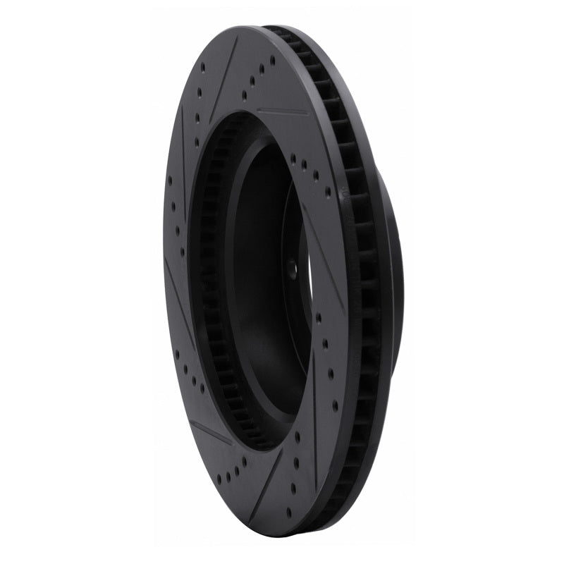 R1 05-23 Toyota Tacoma Front Right Drilled and Slotted Black Brake Rotor