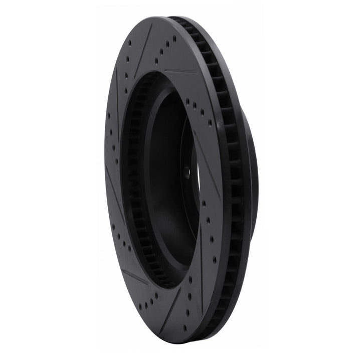R1 05-23 Toyota Tacoma Front Right Drilled and Slotted Black Brake Rotor