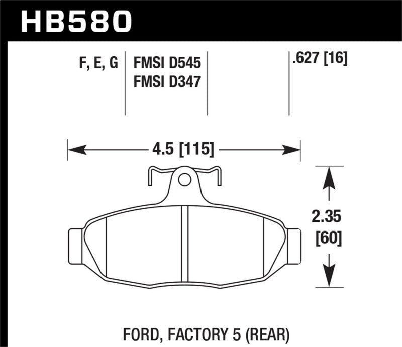 Hawk Performance HPS Brake Pads - Lincoln Continental, Mark VII, Ford Taurus (1988-1992)