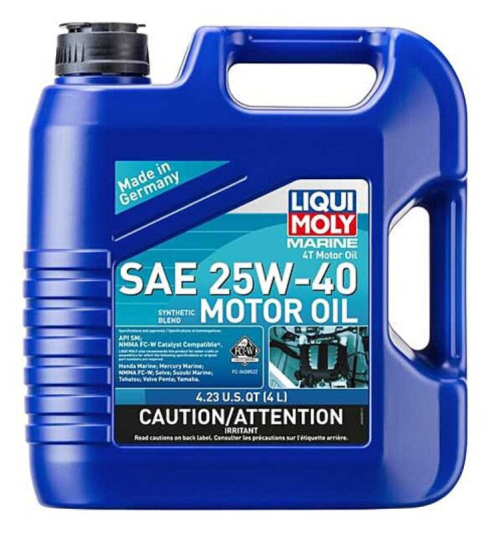 LIQUI MOLY Marine 4T Motor Oil 25W40 4 Liter Mineral Based with Marine Additives and Wear Protection - OneFastShop
