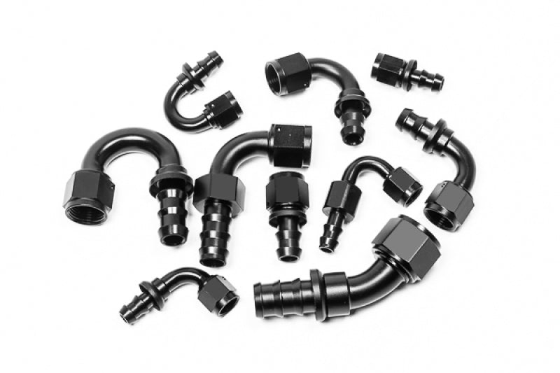 Radium Engineering 10AN 90Deg Pushlok Hose End Black Anodized Aluminum - OneFastShop