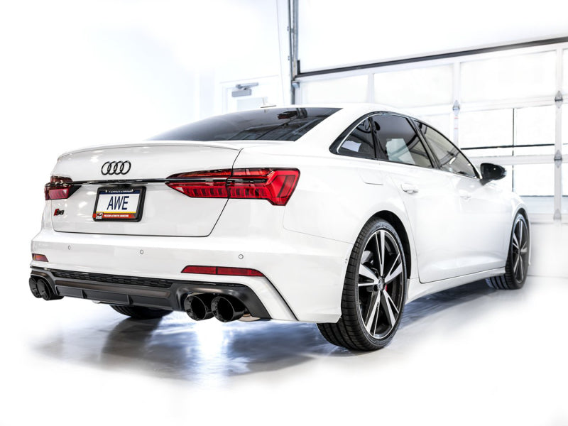 AWE Tuning Track Edition Exhaust - Audi C8 S6/S7 2.9T V6 AWD - Diamond Black Tips