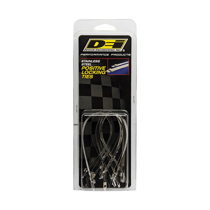DEI Stainless Steel Positive Locking Tie 1/4in x 9in - 8 Pack for High Heat Applications
