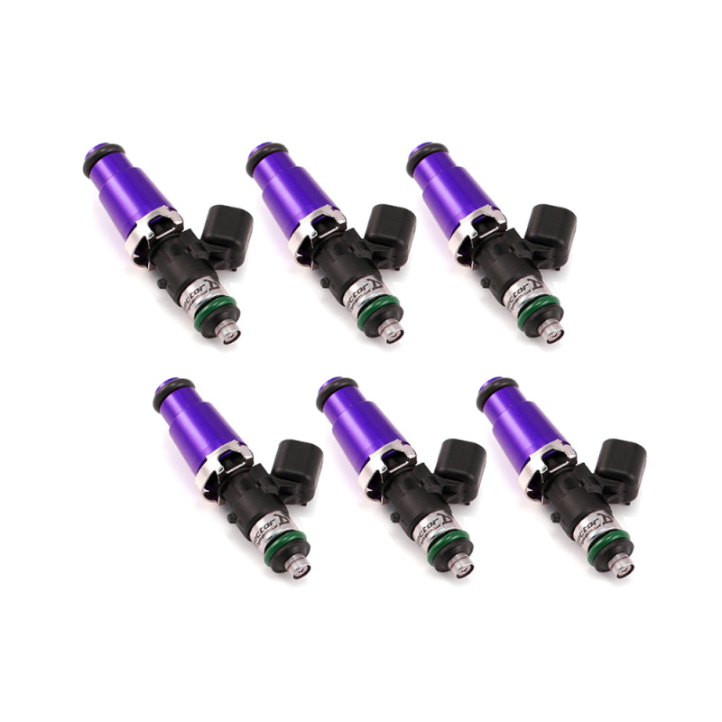 Injector Dynamics ID1750-XDS Fuel Injectors - 60mm, 14mm Purple Top Adapter, 14mm Lower O-Ring - Set of 6