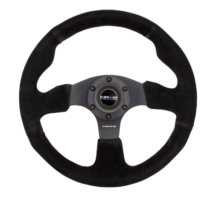 NRG Reinforced Steering Wheel 320mm Suede with Black Stitch - OneFastShop