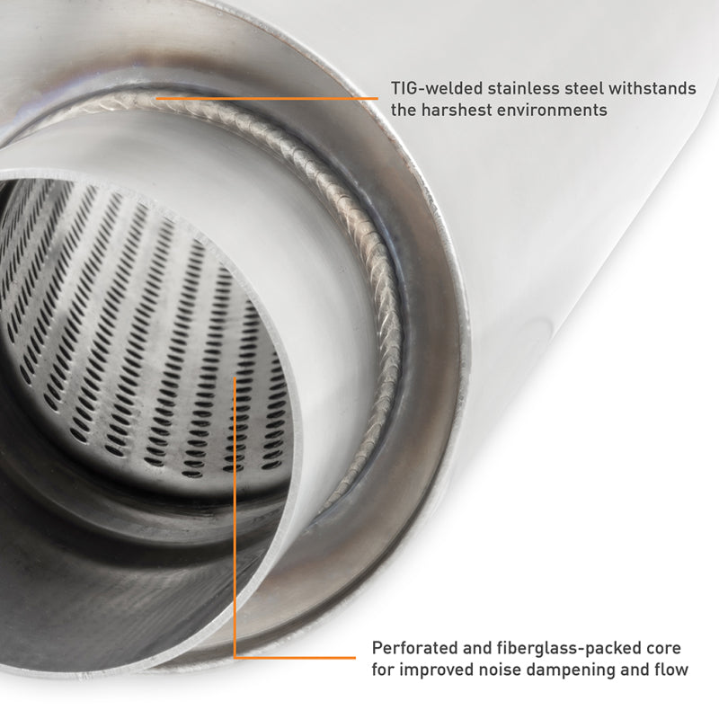 Mishimoto Muffler 3.0in Offset Inlet Outlet Brushed - OneFastShop