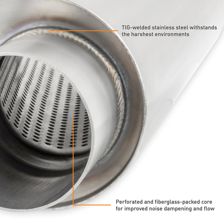 Mishimoto Muffler 3.0in Offset Inlet Outlet Brushed - OneFastShop