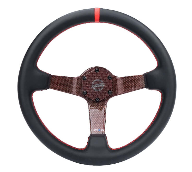 NRG Innovations 350mm Deep Dish Carbon Fiber Steering Wheel - Universal - Red