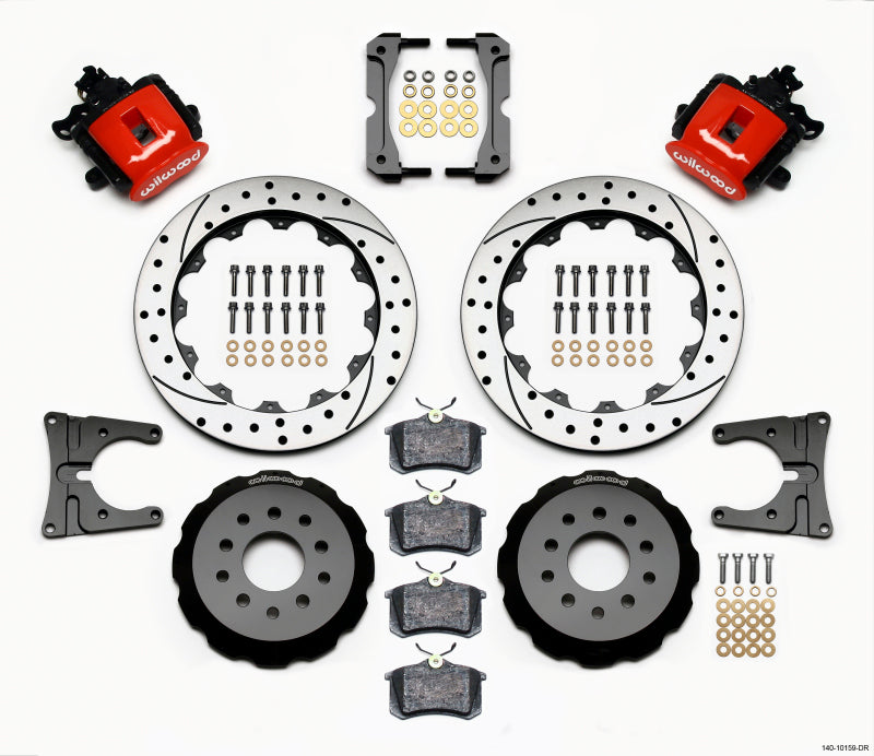 Wilwood Rear Brake Kit 12.88in Drilled Red for 2005-2014 Mustang