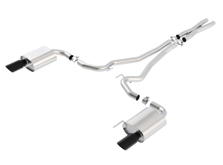 Borla S-Type Cat-Back Exhaust System 15-17 Ford Mustang GT 5.0L V8 2.5in Pipe 4in Tip Black Chrome