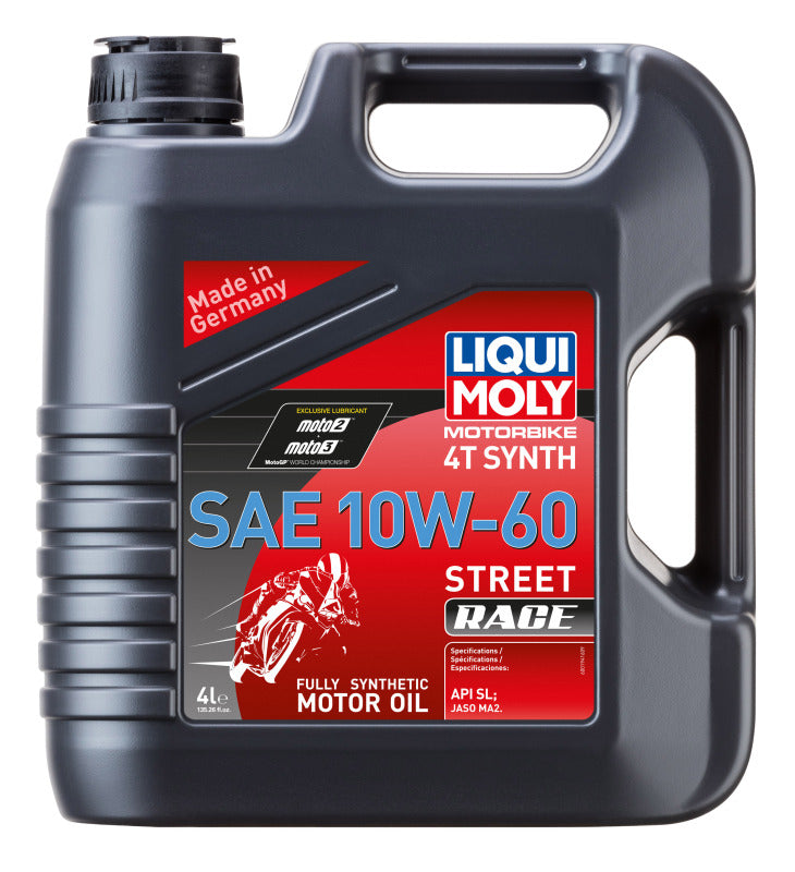 LIQUI MOLY Motorbike 4T Synth SAE 10W60 Oil - 4L - Street Race