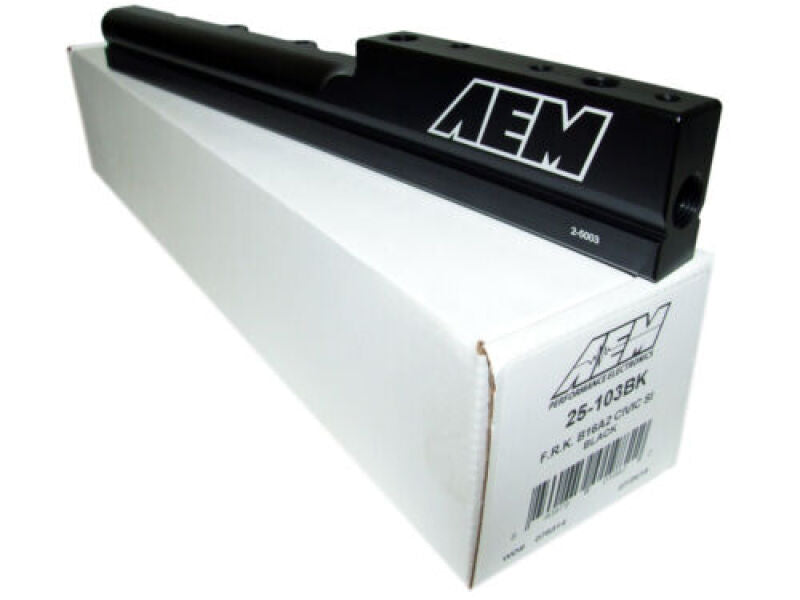 AEM Black High Volume Fuel Rail - 1/2-Inch Bore - 99-00 Honda Civic Si - OneFastShop