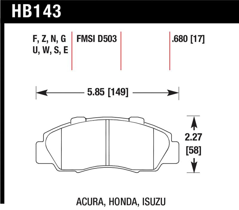 Hawk Blue 9012 Front Brake Pads - Acura NSX / Integra Type R / Honda Prelude 1991-2005, image 3