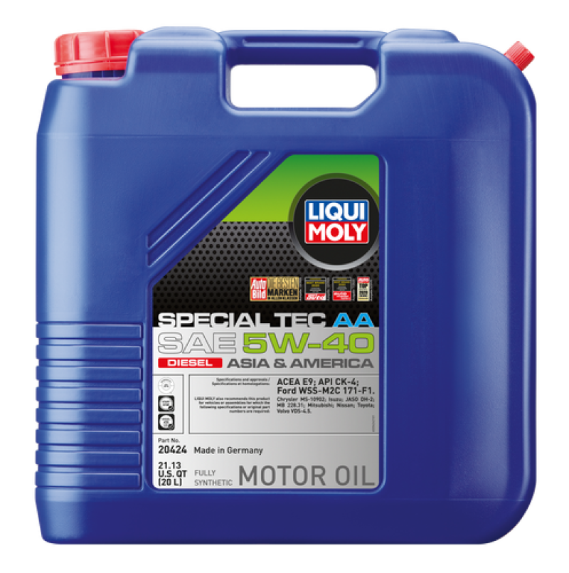 LIQUI MOLY 20L Special Tec AA Motor Oil SAE 5W40 Diesel for Chevrolet Express 2500/3500, Silverado 2500/3500, Dodge Ram 2500/3500